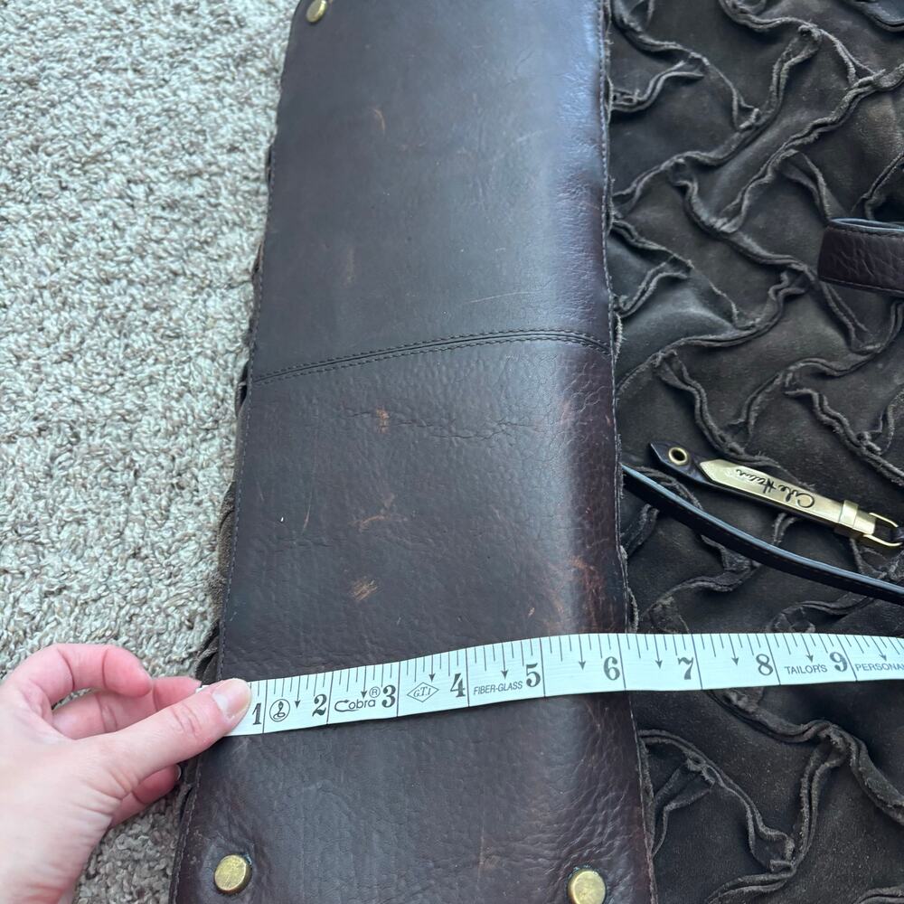 Cole Haan Sloane Woven Brown Suede Tote Bag Hobo Chocolate Weekender - Picture 15 of 16